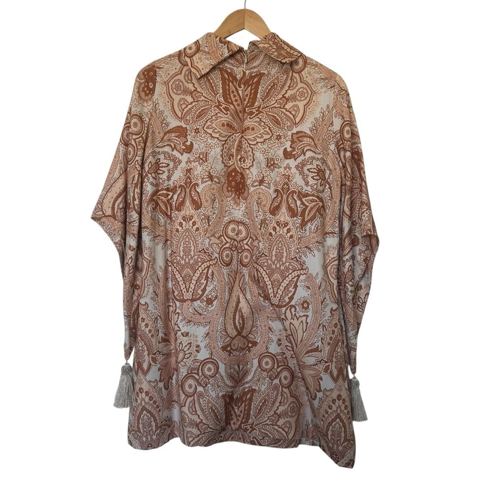 Novella Royale peach paisley Hermosa mini dress size xs tassels festival boho - Picture 3 of 12